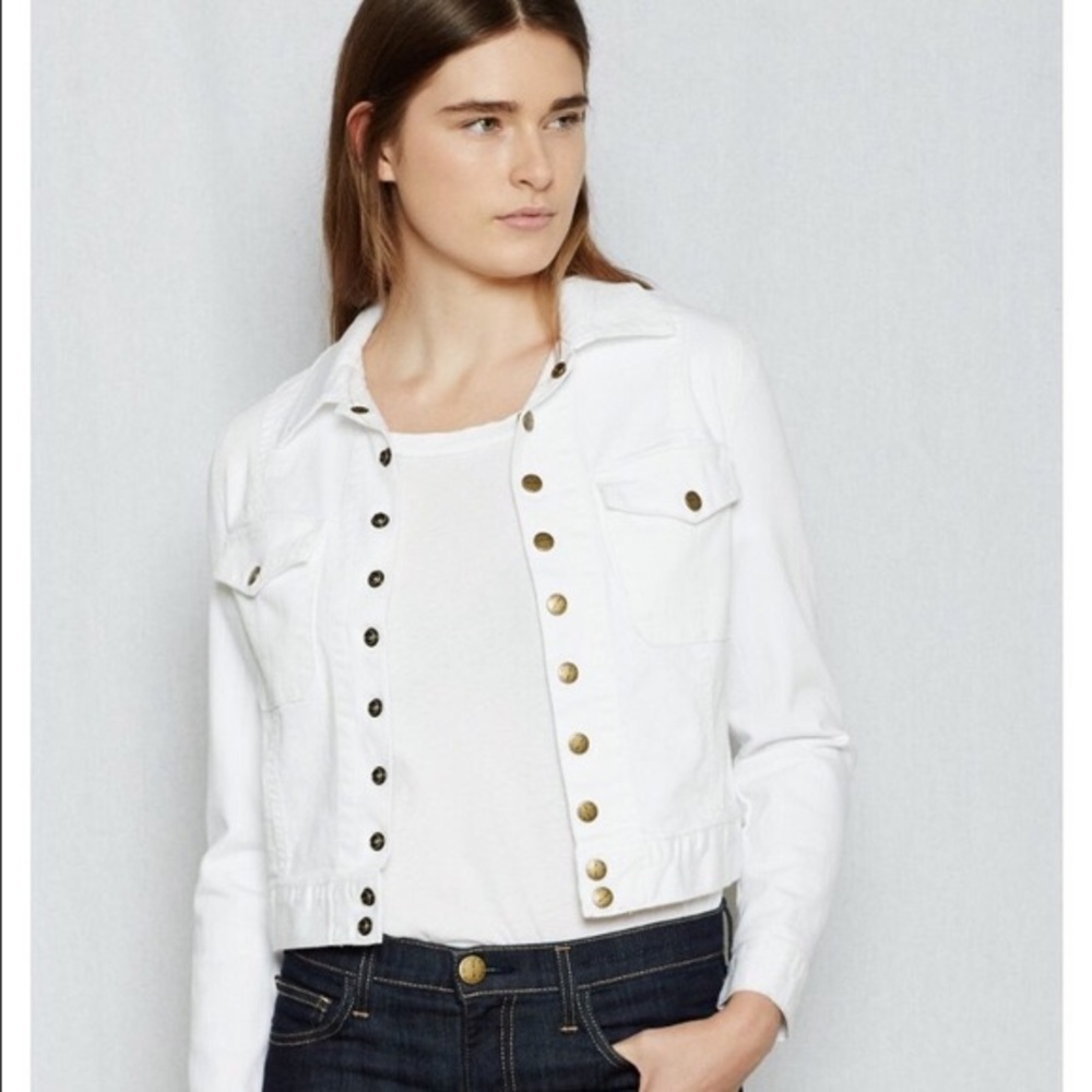 Current/Elliott Snap Button White Denim Jacket - … - image 4
